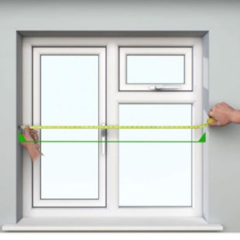 Window frame graphic showing how to measure frame dimensions for fitting and manufacturing